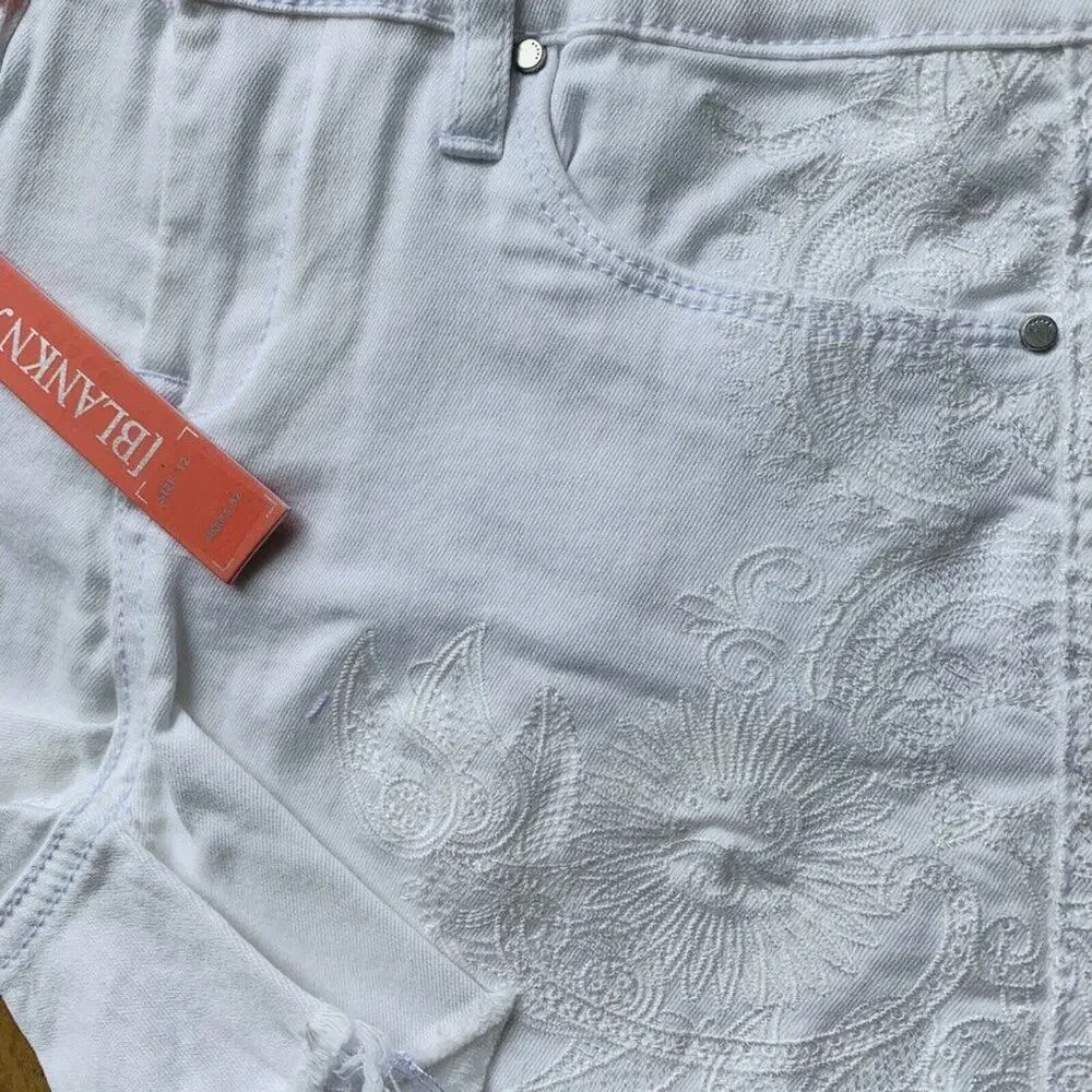 BLANK NYC‎ Cotton Embroidered Jean Shorts White Girl’s Size 8 NWT